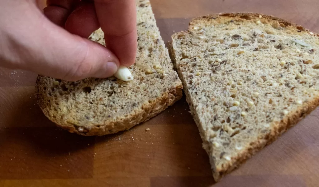 Garlic rubbed on toast