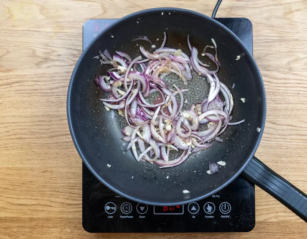 Onions and garlic frying