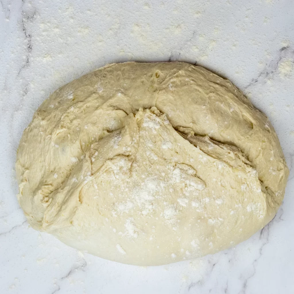 Turned out dough