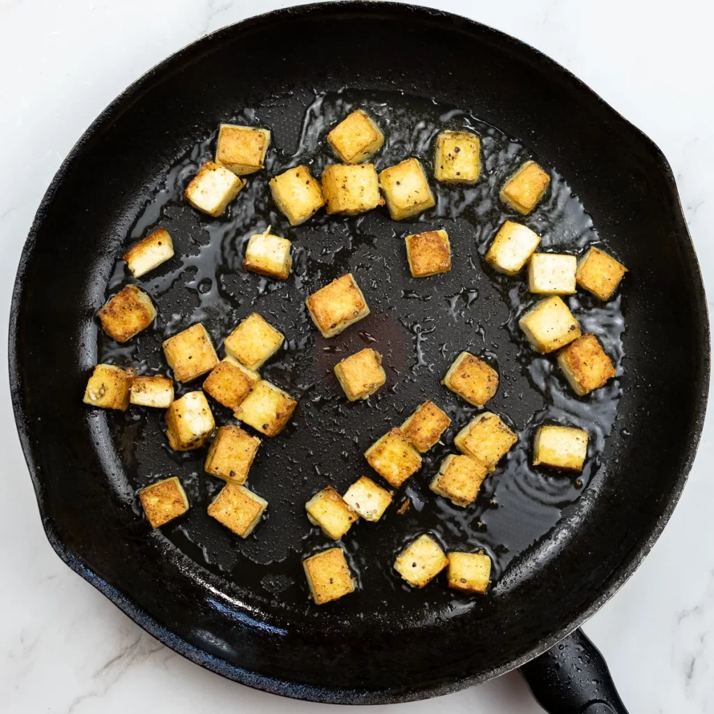 Frying the tofu