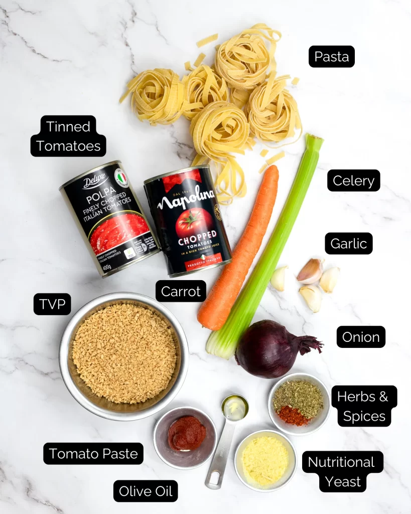 Vegan Bolognese Ingredients