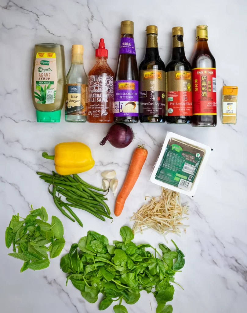 Vegan fried rice ingredients