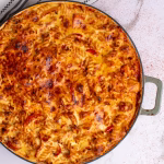 Vegan Sausage Pasta Bake Top down with paprika